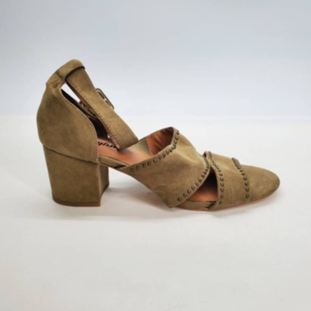 Farylrobin Sandals Womens Green 8 Faux Suede Studded Shoes Buckle Ankle Strap